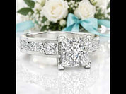 3.0 Ct Princess Cut Diamond Option Channel Setting Engagement Ring