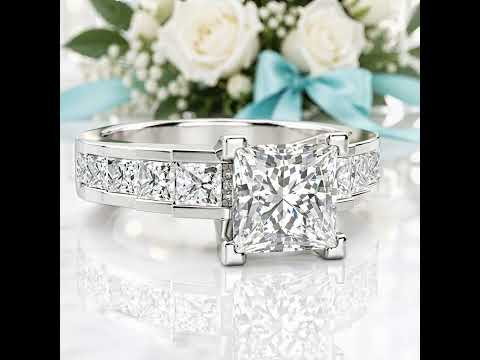 3.0 Ct Princess Cut Diamond Option Channel Setting Engagement Ring