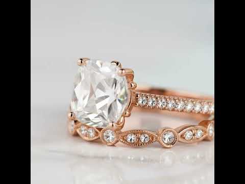 2.0 Ct Cushion Cut Diamond Option Bridal Ring Set