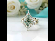 Starfall Promise-Three-piece Natural Moss Agate Ring