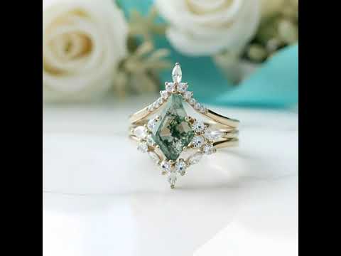 Starfall Promise-Three-piece Natural Moss Agate Ring