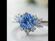 1.0 ct Blue Round cut Diamond Option Engagement Ring