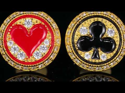Club and Heart Poker Diamond Stud Earrings