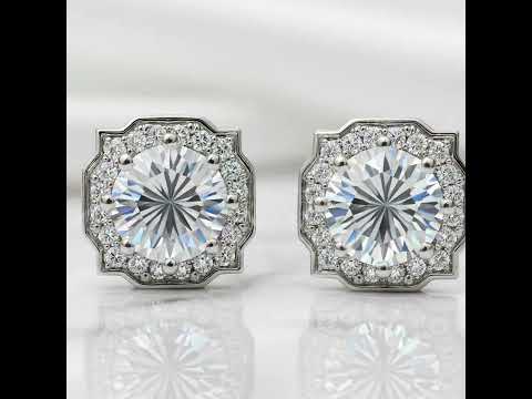Round-cut 1.0 ct Diamond Option Halo Earrings