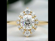 14k Round Cut Diamond OptionHalo Engagement Ring