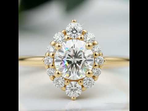 14k Round Cut Diamond OptionHalo Engagement Ring