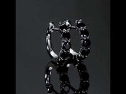 1.0 Ct Black Round Diamond Hoop Earrings