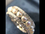 Elegant Eternity Pearl White Gold Wedding Band