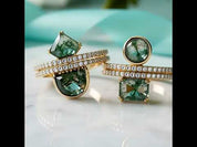 Geometric Embrace- Natural Moss Agate Ring