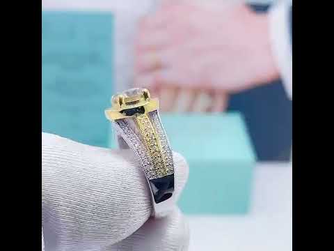 2.00 ct Fancy Yellow Round Cut Diamond Two Tone 14k Gold Engagement