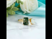 Beneath the Sentinel Trees- Natural Moss Agate Adjustable Rings