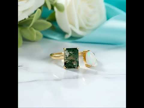 Beneath the Sentinel Trees- Natural Moss Agate Adjustable Rings