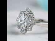 1.0 Ct Oval Cut Lotus Shaped Engagement Ring