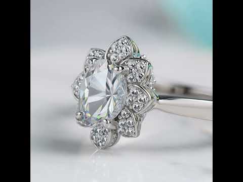 1.0 Ct Oval Cut Lotus Shaped Engagement Ring