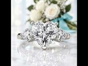 4.90 Ct Heart Cut Three Stone Diamond Option Engagement Ring