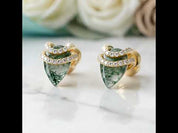 Tapestry of Us- Unique Natural Moss Agate Pear Cut Stud Earring