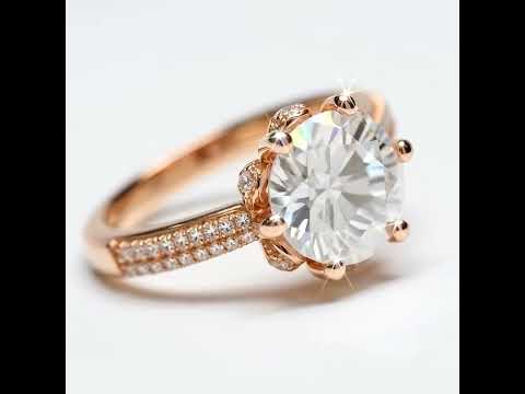 18K Rose Gold 2.0 Ct Round Cut Diamond Option Blossom Engagement Ring