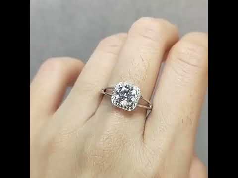1.0ct Diamond Split Shank White Gold Engagement Ring