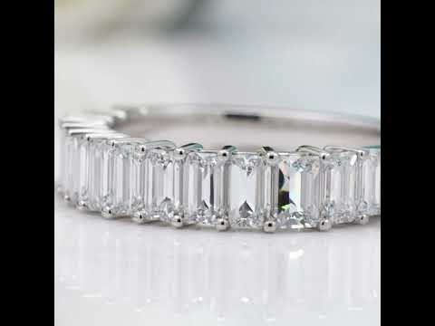1.00 ct Emerald-cut Diamond Option Half Eternity Wedding Band
