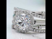 14K White Gold 2.0ct Round Cut Diamond Option Engagement Ring Set
