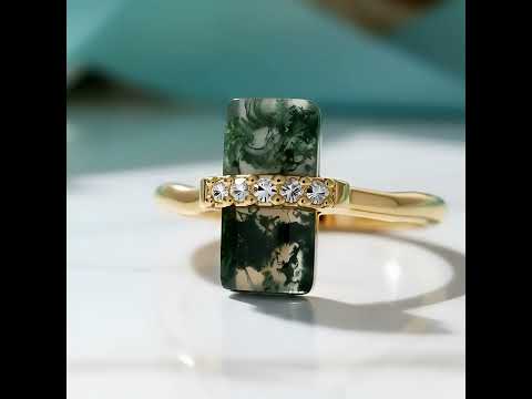 Tale of Love- Natural Moss Agate Open Ring