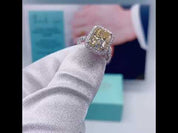 4.0 ct Light Yellow Radiant Cut Diamond 14k White Gold Engagement Ring