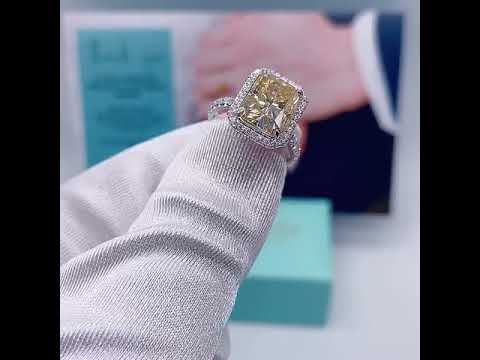 4.0 ct Light Yellow Radiant Cut Diamond 14k White Gold Engagement Ring