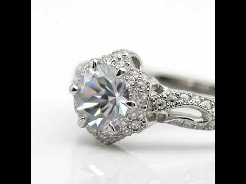 Exquisite 14K White Gold 1.0 Ct Diamond Option Engagement Ring