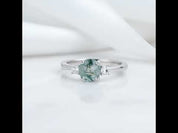 Gentle Heart- Natural Moss Agate Wedding Band Engagement Ring