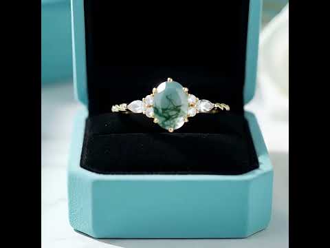 Twist of Fate- Natural Moss Agate Twisted Ring