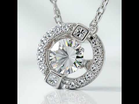 0.50 ct Dancing Diamond Option Halo Necklace