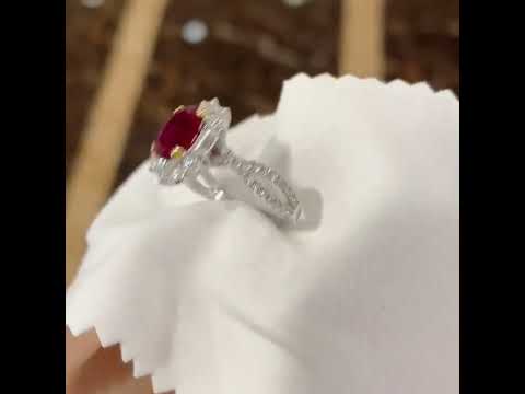 Oval Cut 1.0 ct Ruby Vintage Style Twisted Engagement Ring