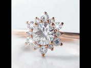 14k Solid Gold Round Cut Diamond Option Halo Engagement Ring