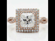 18K White and Rose Gold Princess Cut Diamond Option Engagement Ring