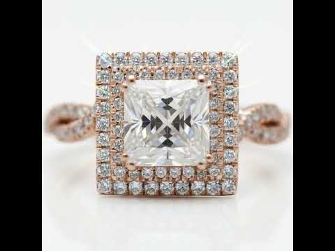 18K White and Rose Gold Princess Cut Diamond Option Engagement Ring