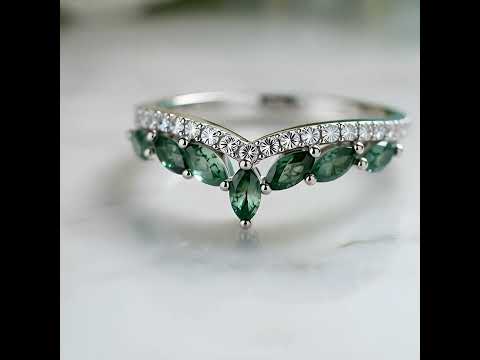 Moonlit Promise- Natural Moss Agate Rings