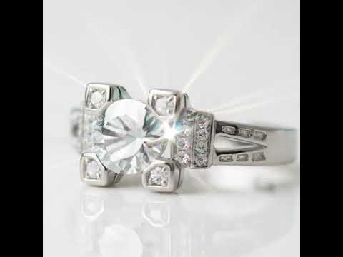 1.0 Ct Round & Baguette Diamond Option Engagement Ring