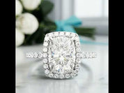 2.50 ct Cushion Cut Diamond Option 14k White Halo Engagement Ring