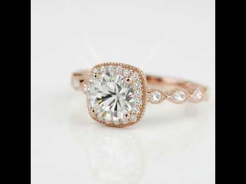 1.2 Ct Round Cut Diamond Option 14K Rose Gold Halo Engagement Ring