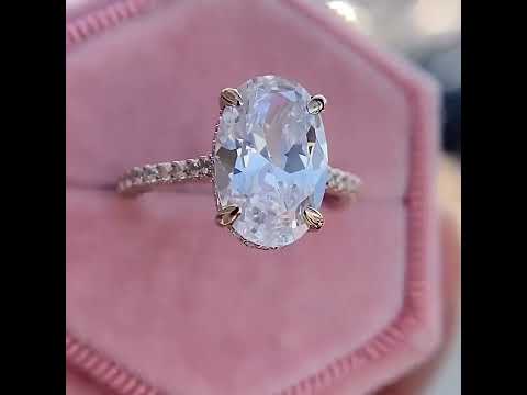 4.0 Ct Oval Cut Diamond Solid Gold Engagement Ring
