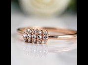 Round Diamond Option Dainty Stackable 14k Gold Wedding Band