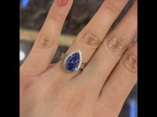 Pear Cut 3.0 ct Diamond Sapphire Birthstone Engagement Ring