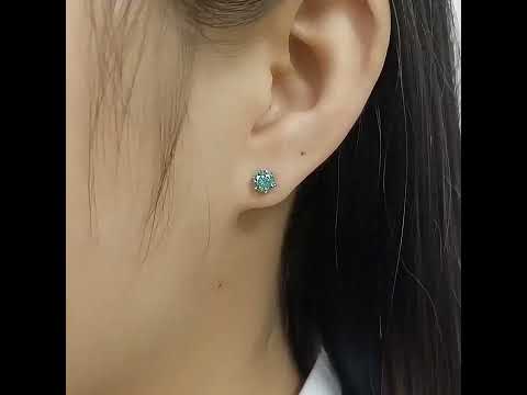 1.0 Ct Round Cut Green Diamond Option Stud Earrings