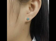 1.0 Ct Round Cut Green Diamond Stud Earrings