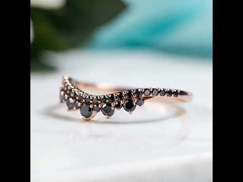 Black Diamond Option Stackable Rose Gold Wedding Band