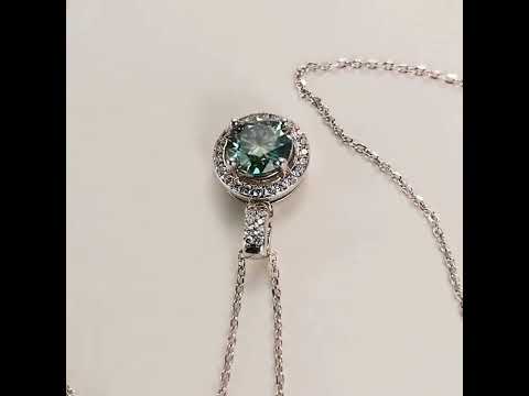 1.0 Ct Round Cut Diamond Halo Pendant Necklace
