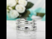 Round Diamond Option Three Layer Wedding Band