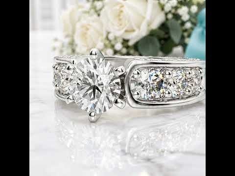 3.0 Ct Round Diamond Option 6 Prong Engagement Ring