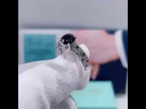 1.28 Ct Round Cut Black Diamond Engagement Ring