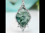 Where Sunlight Dapples and Hearts Meet- Unique Natural Moss Agate Pendant Necklace